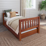 1000 TR CS : Starter Bed Twin Basic Bed with Trundle - Low, Slat, Chestnut
