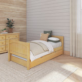 1000 TR NP : Starter Bed Twin Basic Bed with Trundle - Low, Panel, Natural