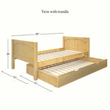 1000 TR NP : Starter Bed Twin Basic Bed with Trundle - Low, Panel, Natural