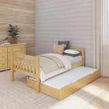 1000 TR NS : Starter Bed Twin Basic Bed with Trundle- Low, Slat, Natural