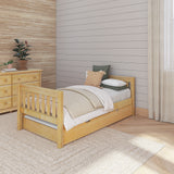 1000 TR NS : Starter Bed Twin Basic Bed with Trundle- Low, Slat, Natural