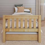 1000 TR NS : Starter Bed Twin Basic Bed with Trundle- Low, Slat, Natural