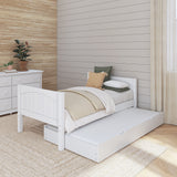 1000 TR WP : Starter Bed Twin Basic Bed with Trundle - Low, Panel, White