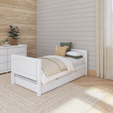 1000 TR WP : Starter Bed Twin Basic Bed with Trundle - Low, Panel, White