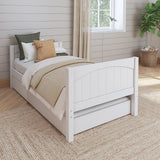1000 TR WP : Starter Bed Twin Basic Bed with Trundle - Low, Panel, White