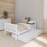 1000 TR WS : Starter Bed Twin Basic Bed with Trundle - Low, Slat, White