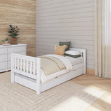 1000 TR WS : Starter Bed Twin Basic Bed with Trundle - Low, Slat, White