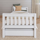 1000 TR WS : Starter Bed Twin Basic Bed with Trundle - Low, Slat, White