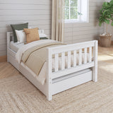 1000 TR WS : Starter Bed Twin Basic Bed with Trundle - Low, Slat, White