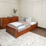 1075 XL TR C : Starter Bed Twin XL Platform Bed with Trundle, Chestnut