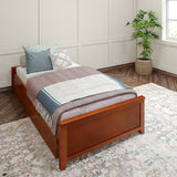 1075 XL TR C : Starter Bed Twin XL Platform Bed with Trundle, Chestnut