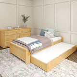 1075 XL TR N : Starter Bed Twin XL Platform Bed with Trundle, Natural