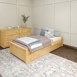 1075 XL TR N : Starter Bed Twin XL Platform Bed with Trundle, Natural