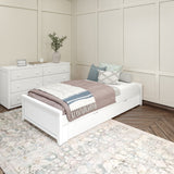 1075 XL TR W : Starter Bed Twin XL Platform Bed with Trundle, White