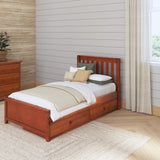 1160 UU CS : Kids Beds Twin Traditional Bed with Underbed Dresser, Slat, Chestnut