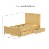 1160 UU NP : Kids Beds Twin Traditional Bed with Underbed Dresser, Panel, Natural