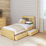 1160 UU NS : Kids Beds Twin Traditional Bed with Underbed Dresser, Slat, Natural