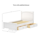 1160 UU WP : Kids Beds Twin Traditional Bed with Underbed Dresser, Panel, White