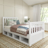 1180 CC WS : Kids Beds Twin Traditional Bed with Cubbies, Slat, White