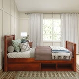 1180 CD CS : Kids Beds Twin Traditional Bed with Dresser and Cubby, Slat, Chestnut