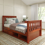 1180 CD CS : Kids Beds Twin Traditional Bed with Dresser and Cubby, Slat, Chestnut