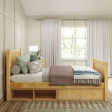 1180 CD NP : Kids Beds Twin Traditional Bed with Dresser and Cubby, Panel, Natural