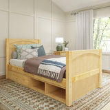 1180 CD NP : Kids Beds Twin Traditional Bed with Dresser and Cubby, Panel, Natural