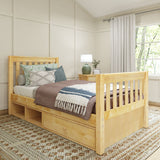 1180 CD NS : Kids Beds Twin Traditional Bed with Dresser and Cubby, Slat, Natural