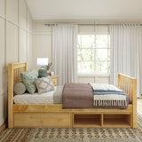 1180 CD NS : Kids Beds Twin Traditional Bed with Dresser and Cubby, Slat, Natural