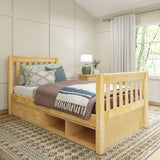 1180 CD NS : Kids Beds Twin Traditional Bed with Dresser and Cubby, Slat, Natural