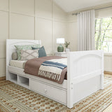 1180 CD WP : Kids Beds Twin Traditional Bed with Dresser and Cubby, Panel, White