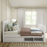 1180 CD WS : Kids Beds Twin Traditional Bed with Dresser and Cubby, Slat, White