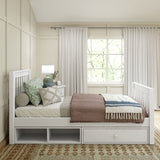 1180 CD WS : Kids Beds Twin Traditional Bed with Dresser and Cubby, Slat, White