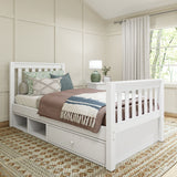 1180 CD WS : Kids Beds Twin Traditional Bed with Dresser and Cubby, Slat, White