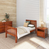 1180 CS : Kids Beds Twin Traditional Bed with Low Bed End, Slat, Chestnut