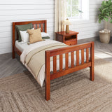 1180 CS : Kids Beds Twin Traditional Bed with Low Bed End, Slat, Chestnut