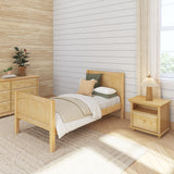 1180 NP : Kids Beds Twin Traditional Bed with Low Bed End, Panel, Natural