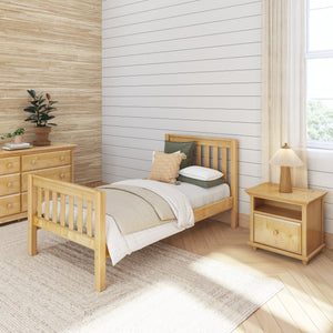 1180 NS : Kids Beds Twin Traditional Bed with Low Bed End, Slat, Natural
