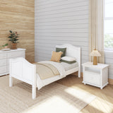 1180 WC : Kids Beds Twin Traditional Bed with Low Bed End, Curve, White