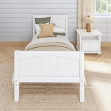 1180 WP : Kids Beds Twin Traditional Bed with Low Bed End, Panel, White