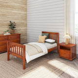 1180 XL CS : Kids Beds Twin XL Traditional Bed with Low Bed End, Slat, Chestnut