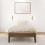 130220-188 : Single Beds Twin-Size Platform Bed, Matte Walnut