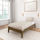 130220-188 : Single Beds Twin-Size Platform Bed, Matte Walnut