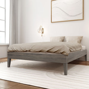130221-185 : Single Beds Full-Size Platform Bed, Driftwood