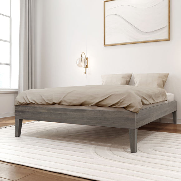 130221-185 : Single Beds Full-Size Platform Bed, Driftwood