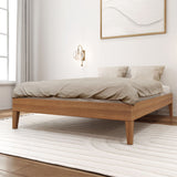 130221-187 : Single Beds Full-Size Platform Bed, Matte Pecan