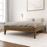 130221-188 : Single Beds Full-Size Platform Bed, Matte Walnut