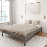 130322-185 : Single Beds Queen-Size Platform Bed, Driftwood