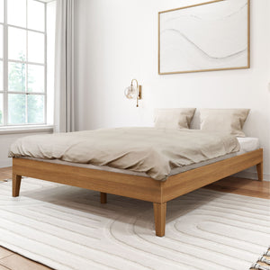 130322-185 : Single Beds Queen-Size Platform Bed, Driftwood