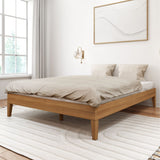 130322-187 : Single Beds Queen-Size Platform Bed, Matte Pecan